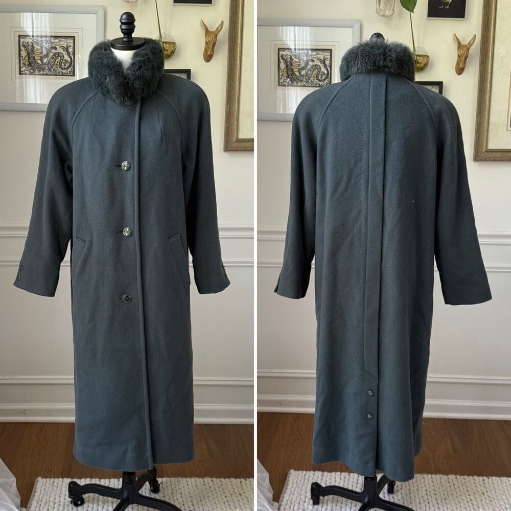 Vintage Modes Me-Jay Montreal Virgin Wool Authentic Fur Coat Green 6